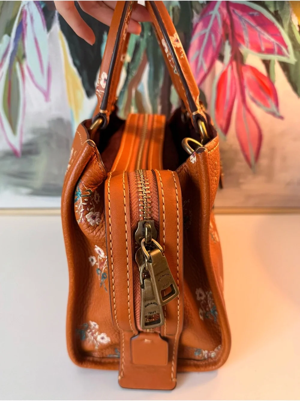 💯 Authentic RARE COACH Rogue 25 Floral Leather Tote Bag